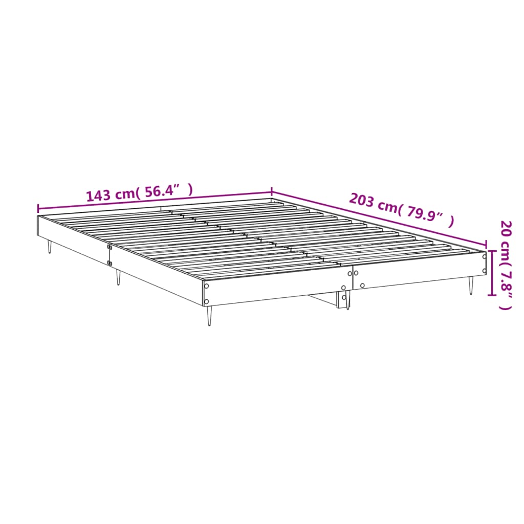 Bed Frame without Mattress Grey Sonoma 140x200 cm Engineered Wood