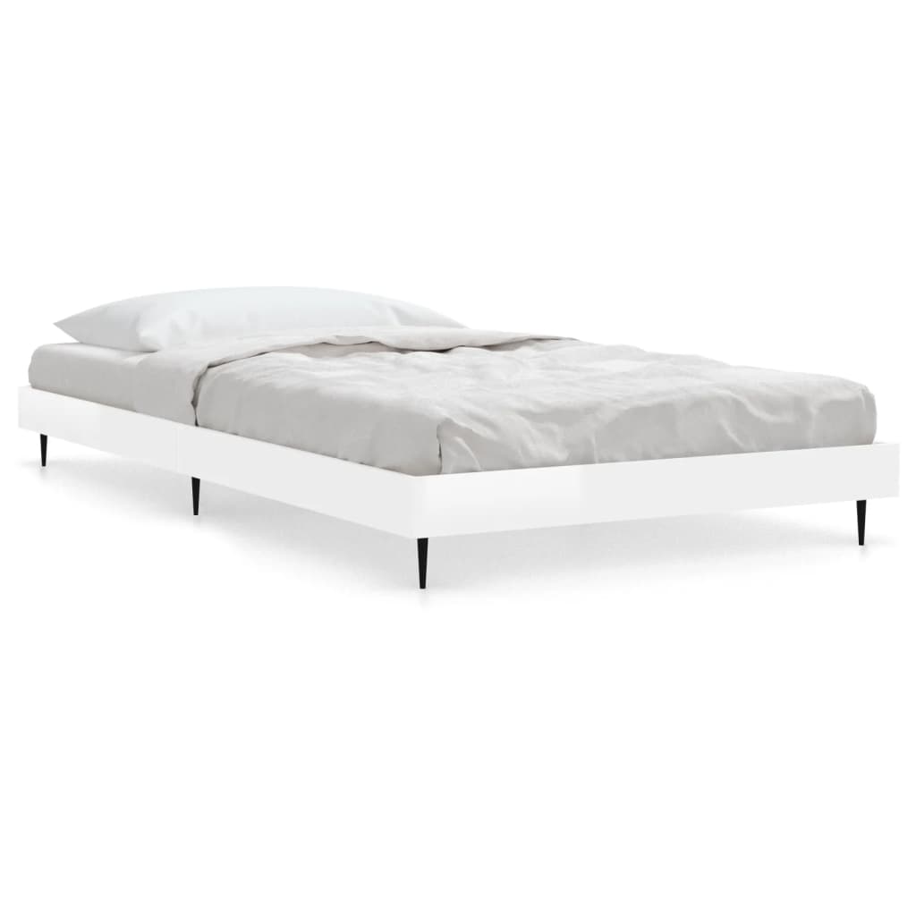Bed Frame without Mattress High Gloss White 90x200 cm