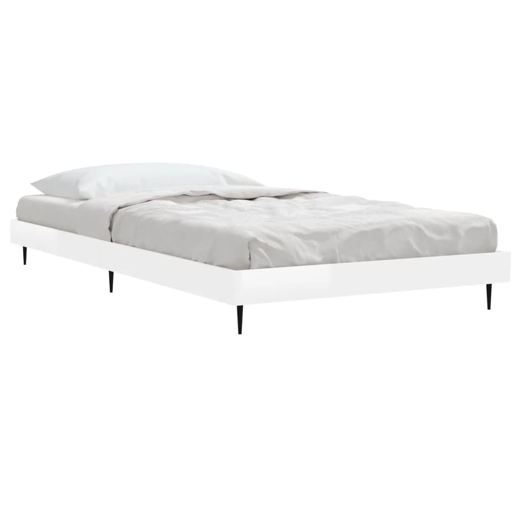 Bed Frame without Mattress High Gloss White 90x200 cm
