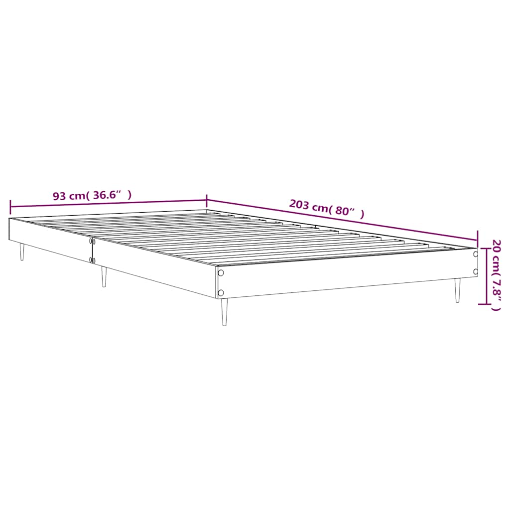 Bed Frame without Mattress Grey Sonoma 90x200 cm Engineered Wood