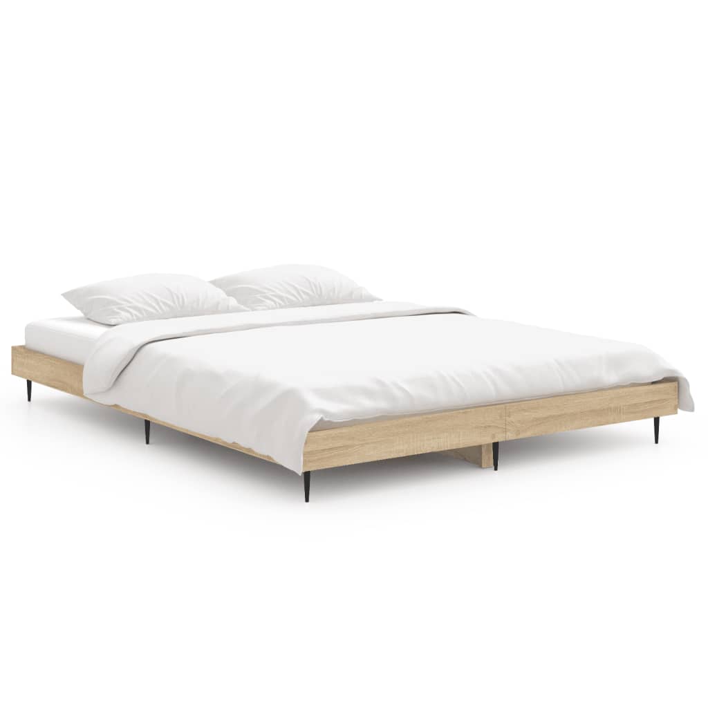 Bed Frame without Mattress Sonoma Oak 140x190 cm Engineered Wood