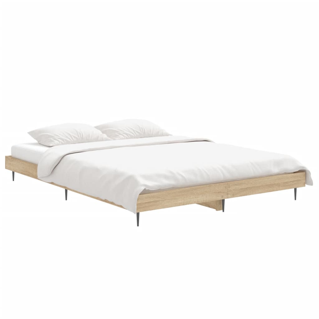 Bed Frame without Mattress Sonoma Oak 140x190 cm Engineered Wood