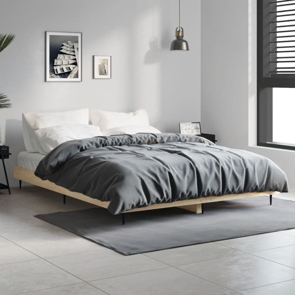 Bed Frame without Mattress Sonoma Oak 140x190 cm Engineered Wood