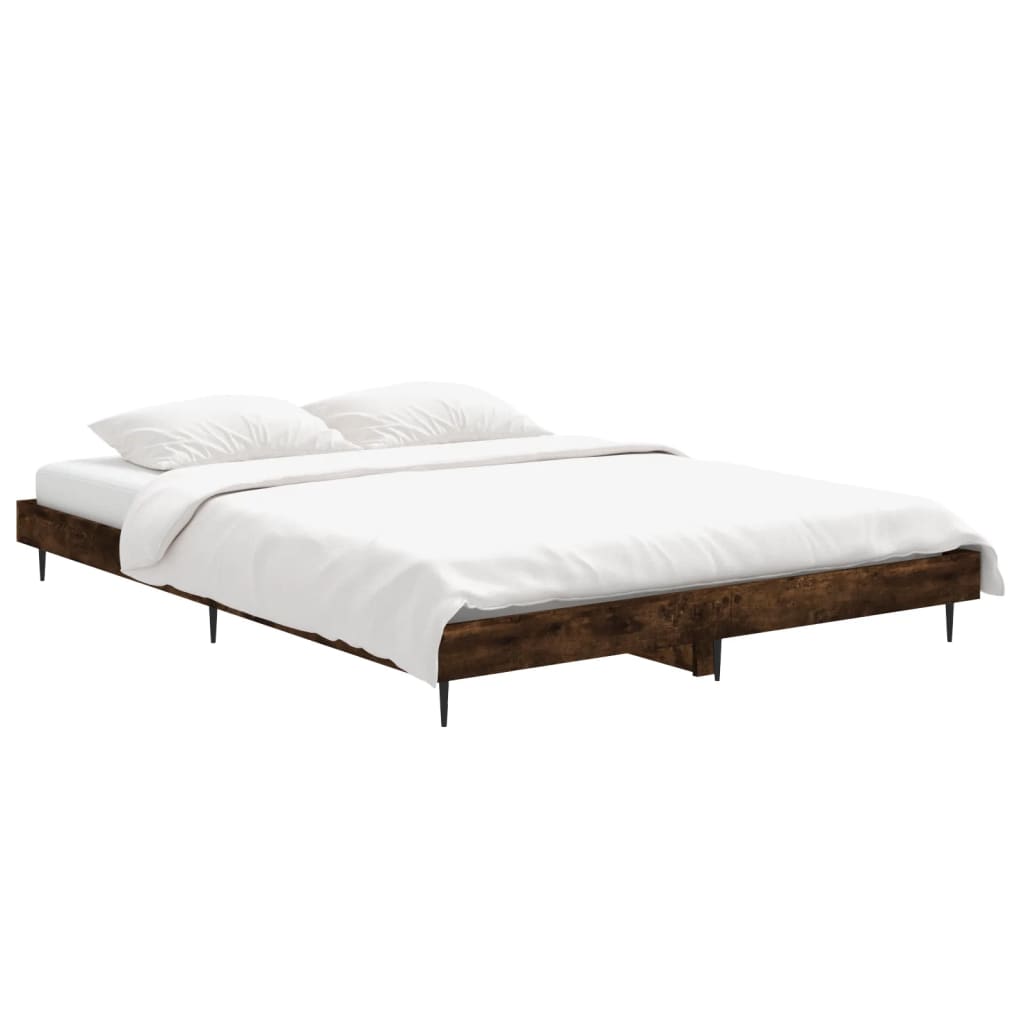 Bed Frame without Mattress Smoked Oak 140x190 cm Engineered Wood