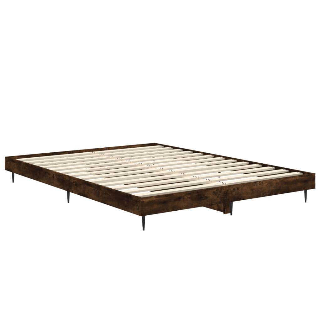Bed Frame without Mattress Smoked Oak 140x190 cm Engineered Wood