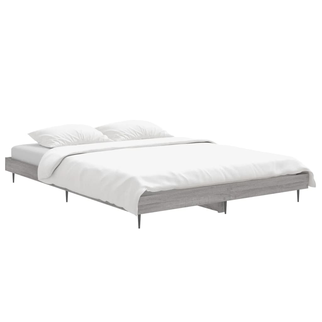 Bed Frame without Mattress Grey Sonoma 140x190 cm Engineered Wood