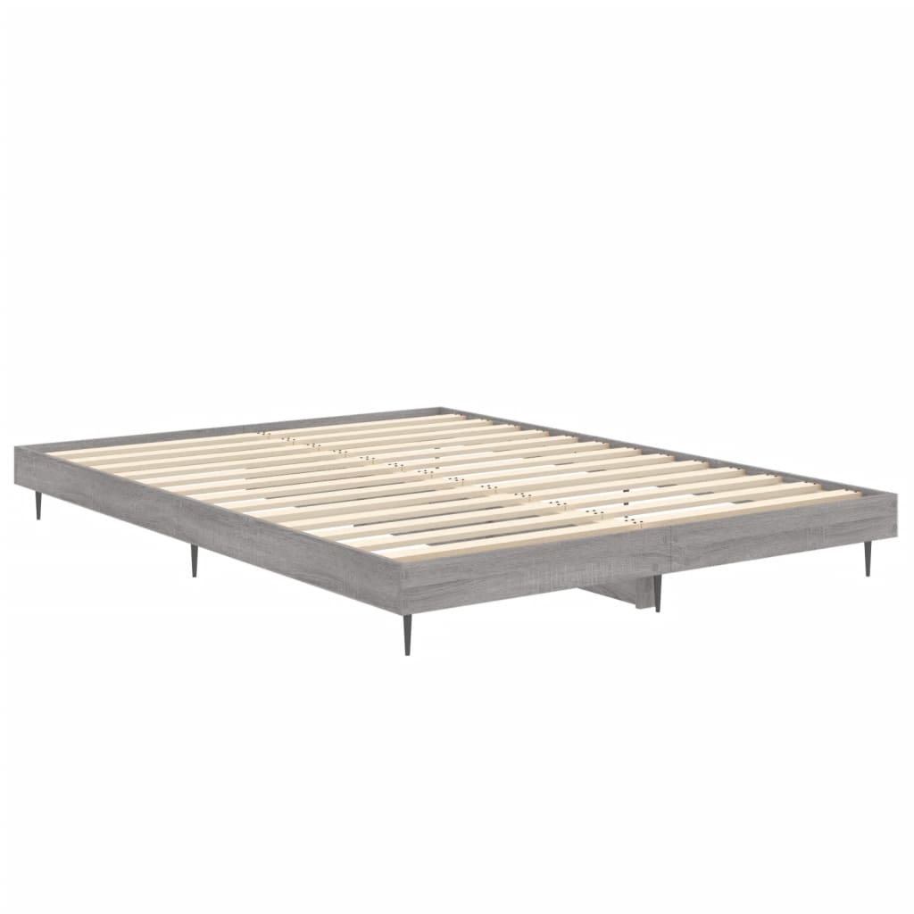 Bed Frame without Mattress Grey Sonoma 140x190 cm Engineered Wood