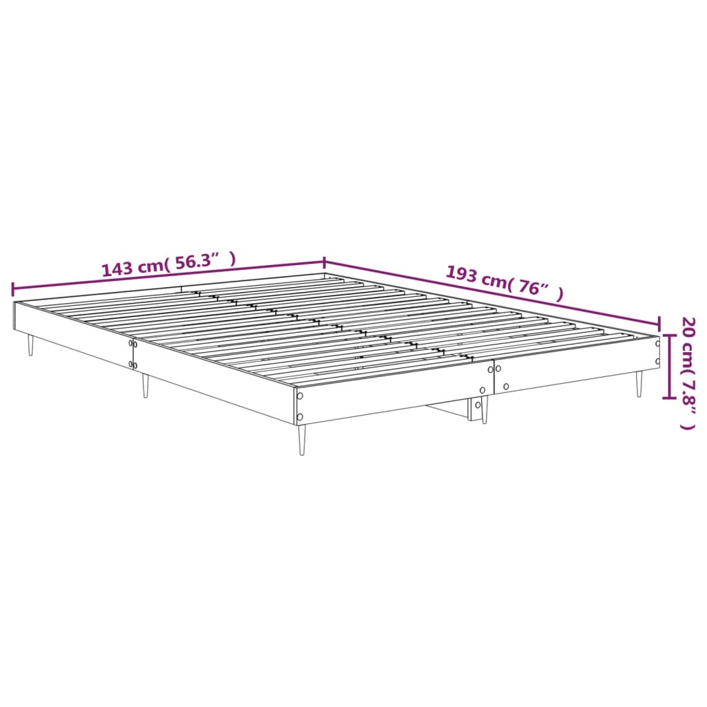 Bed Frame without Mattress Grey Sonoma 140x190 cm Engineered Wood