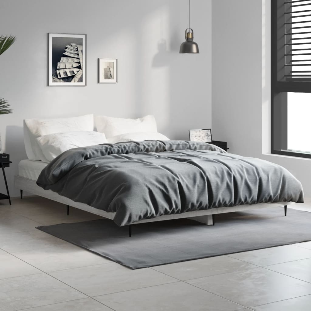 Bed Frame without Mattress Grey Sonoma 140x190 cm Engineered Wood