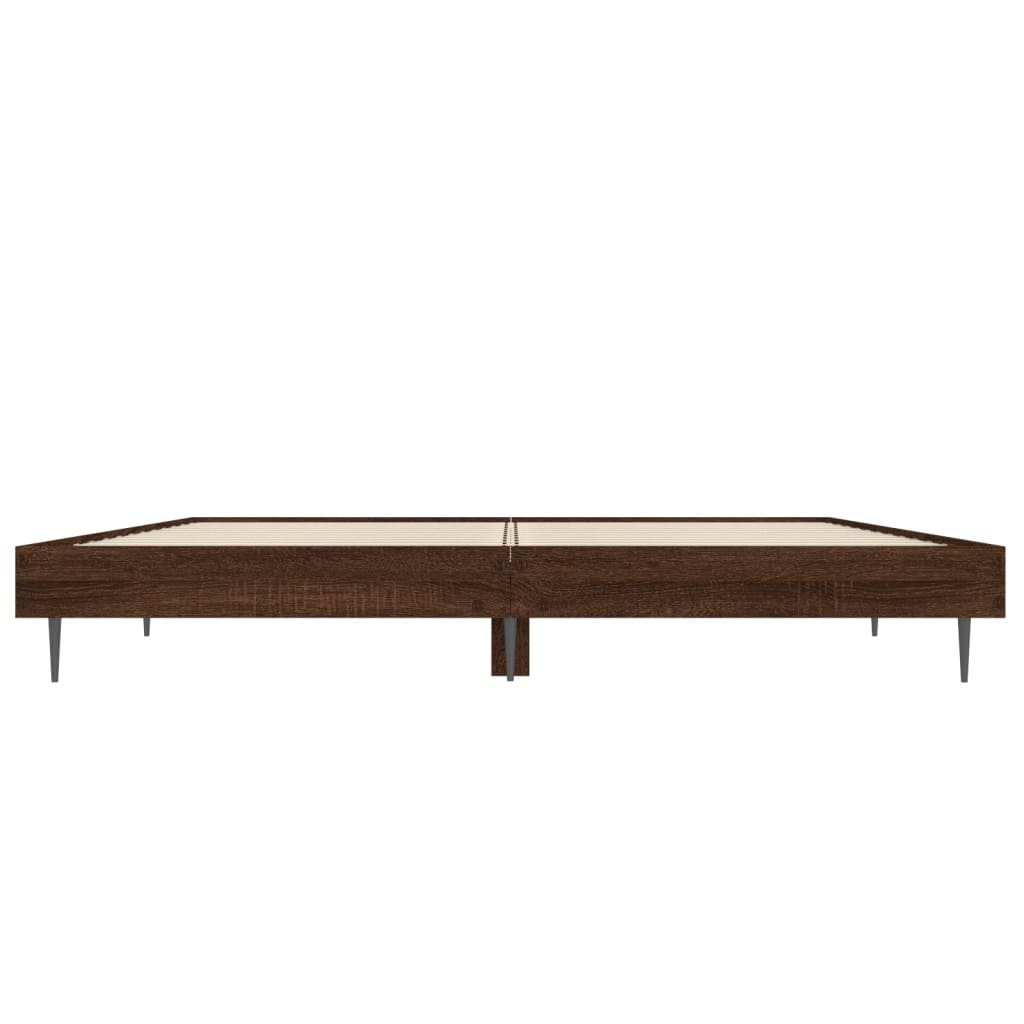 Bed Frame without Mattress Brown Oak 140x190 cm Engineered Wood