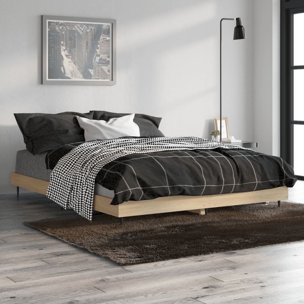 Bed Frame without Mattress Sonoma Oak 135x190 cm Double Engineered Wood