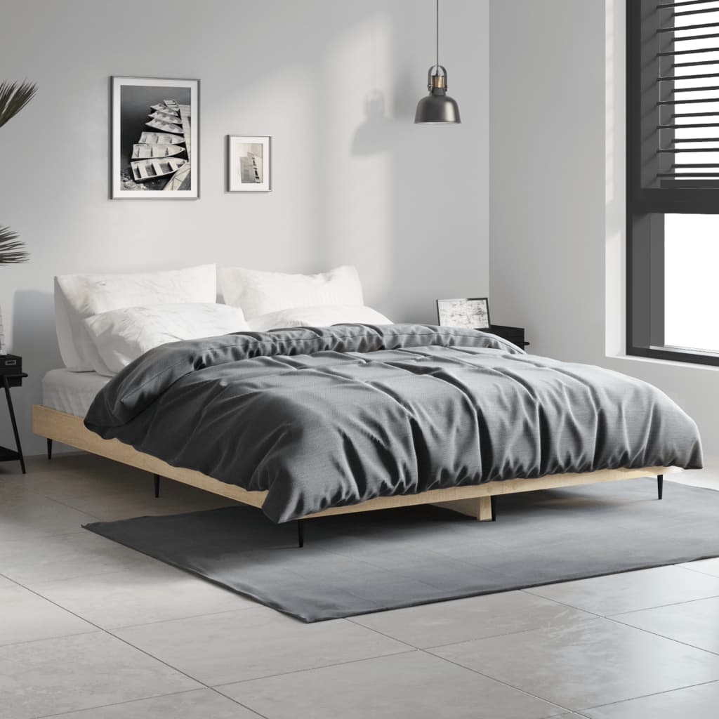 Bed Frame without Mattress Sonoma Oak 135x190 cm Double Engineered Wood