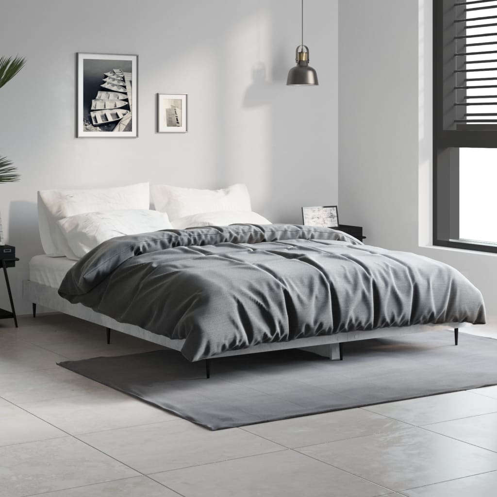Bed Frame without Mattress Concrete Grey 135x190 cm Double
