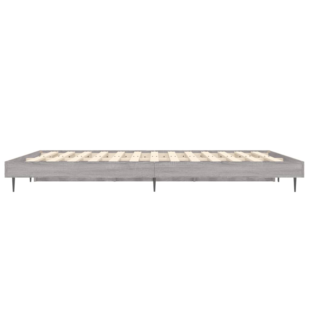 Bed Frame without Mattress Grey Sonoma 135x190 cm Double Engineered Wood