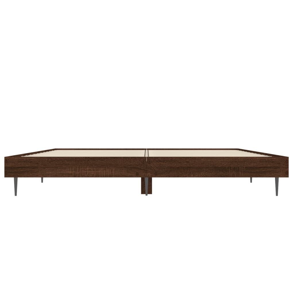 Bed Frame without Mattress Brown Oak 135x190 cm Double Engineered Wood