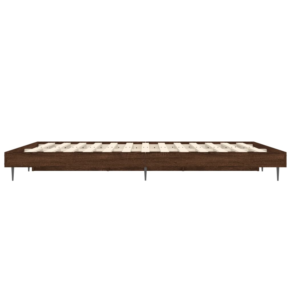 Bed Frame without Mattress Brown Oak 135x190 cm Double Engineered Wood