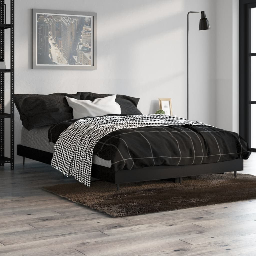 Bed Frame without Mattress Black 120x190 cm Small Double Engineered Wood