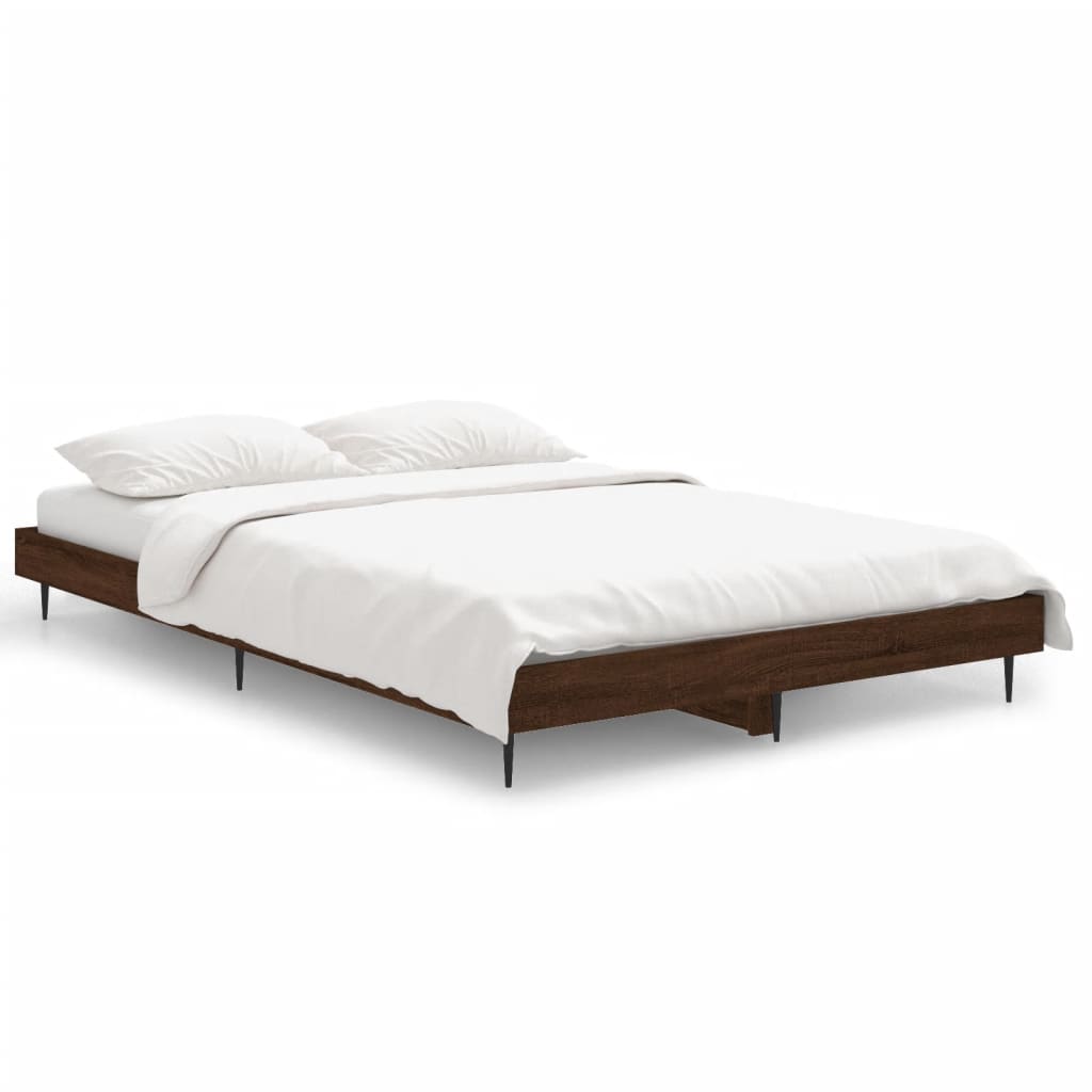 Bed Frame without Mattress Brown Oak 120x190 cm Small Double Engineered Wood