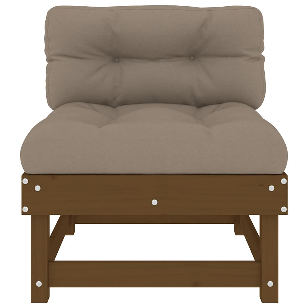 Middle Sofa with Cushions Honey Brown Solid Wood Pine