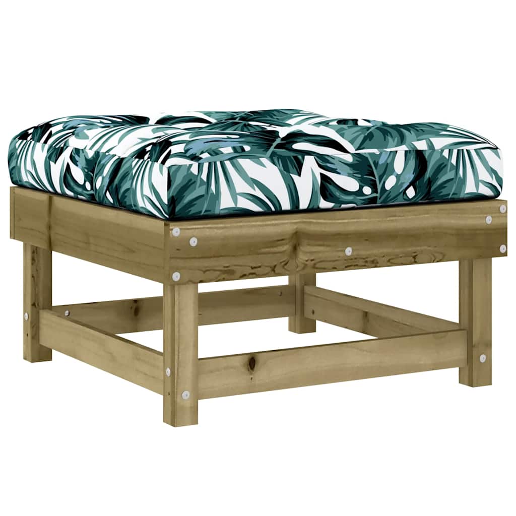 Garden Footstool with Cushion Impregnated Wood Pine