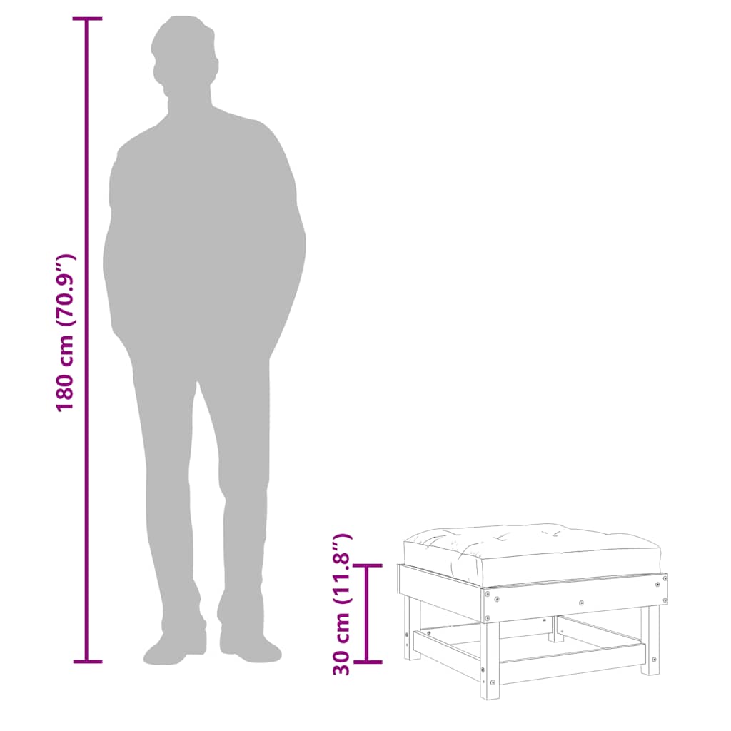 Garden Footstool with Cushion Impregnated Wood Pine