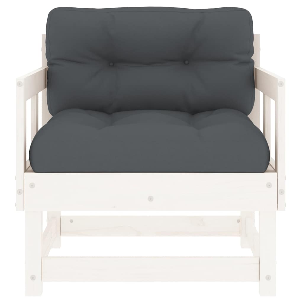 Garden Chairs with Cushions 2 pcs White Solid Wood Pine