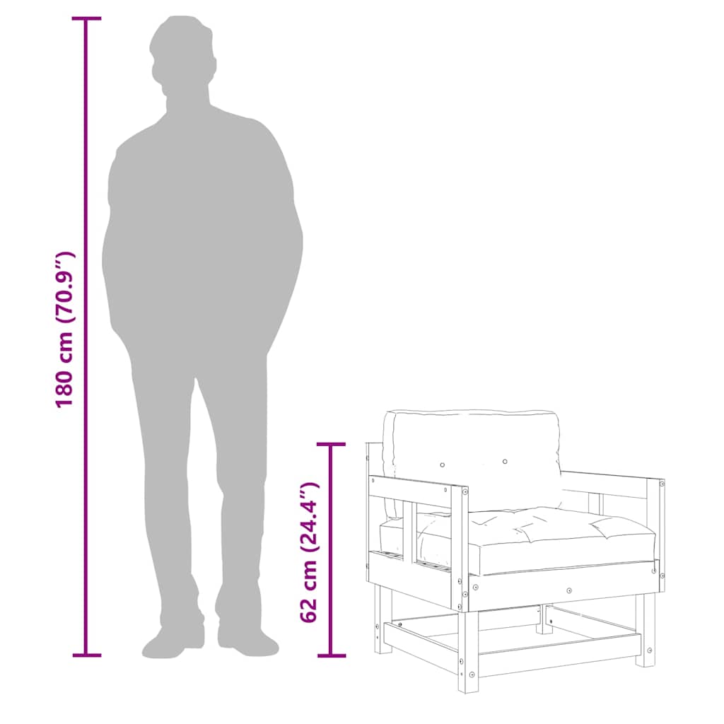 Garden Chairs with Cushions 2 pcs White Solid Wood Pine