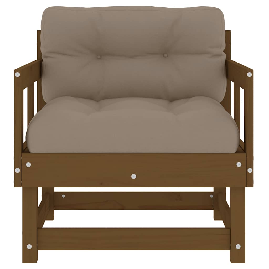 Garden Chairs with Cushions 2 pcs Honey Brown Solid Wood Pine