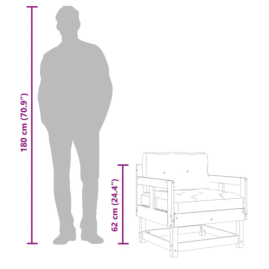 Garden Chairs with Cushions 2 pcs Honey Brown Solid Wood Pine