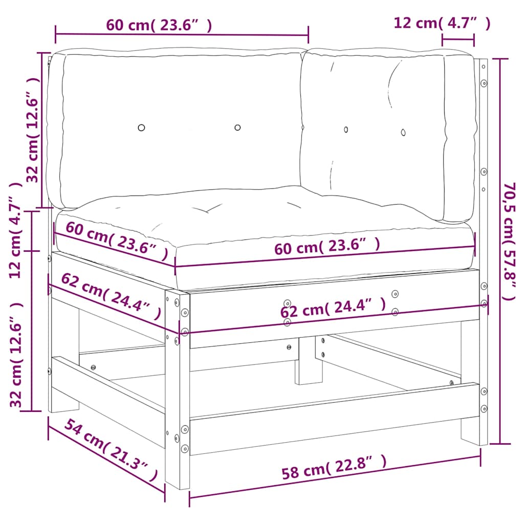 Corner Sofa with Cushions Solid Wood Pine