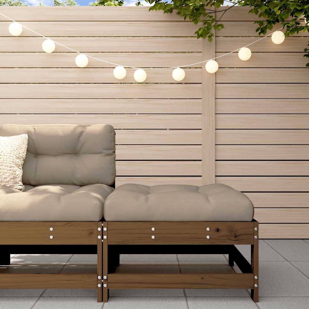 Garden Footstool with Cushion Honey Brown Solid Wood Pine