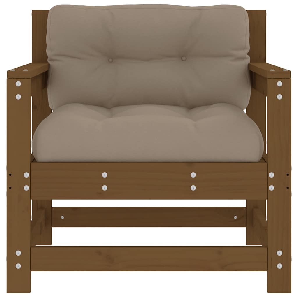 Garden Chairs with Cushions 2 pcs Honey Brown Solid Wood Pine