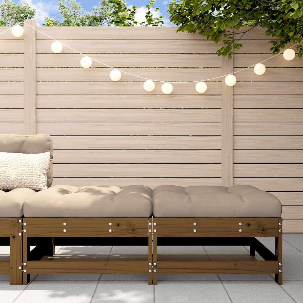 Garden Footstools with Cushions 2pcs Honey Brown Solid Wood Pine