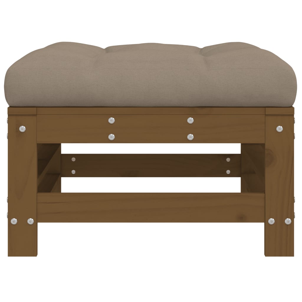 Garden Footstool with Cushion Honey Brown Solid Wood Pine