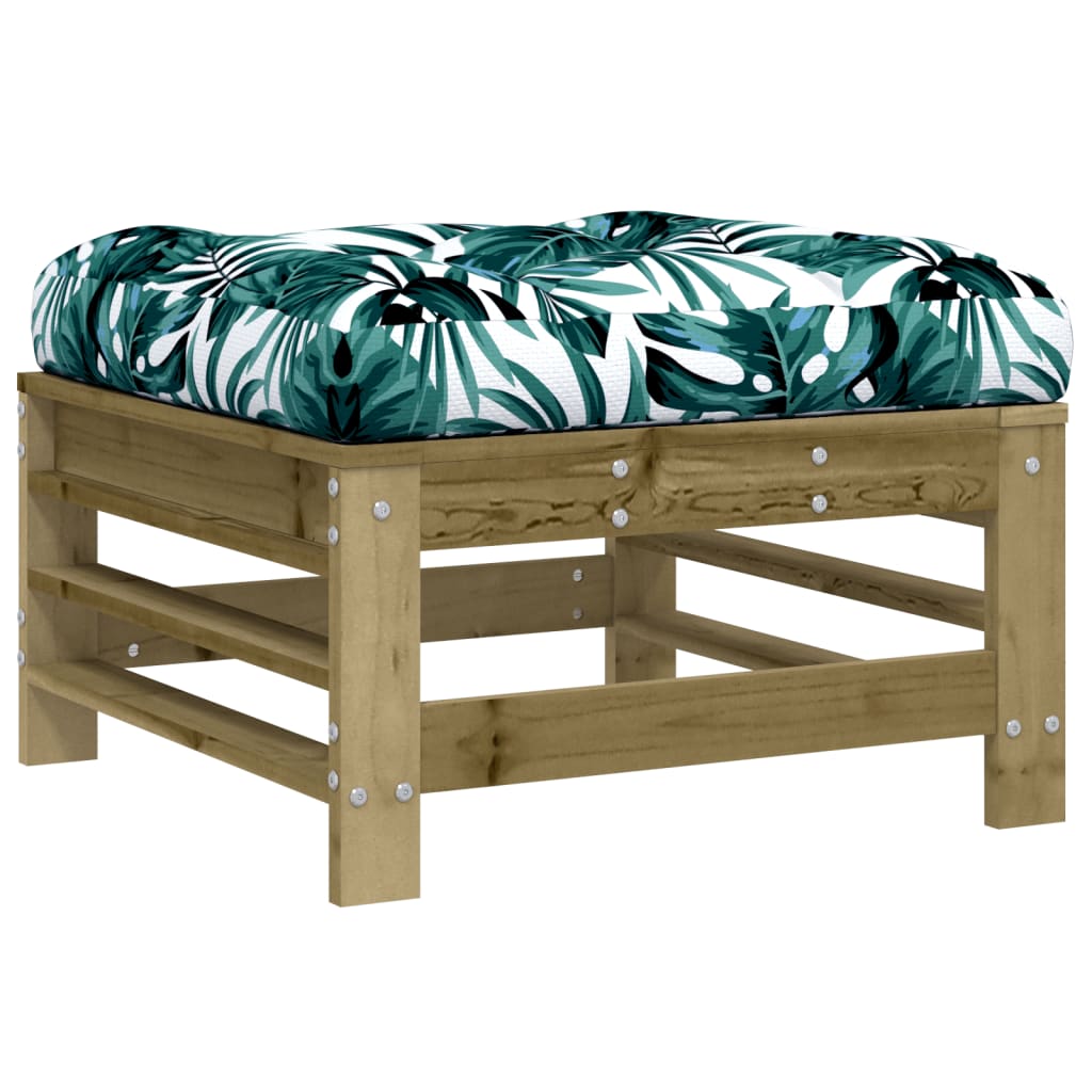 Garden Footstool with Cushion Impregnated Wood Pine