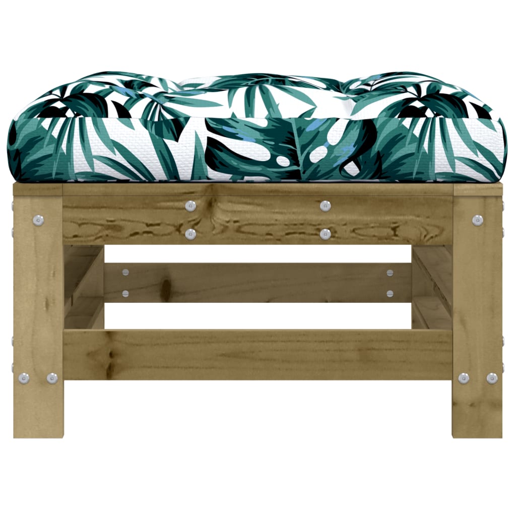 Garden Footstool with Cushion Impregnated Wood Pine