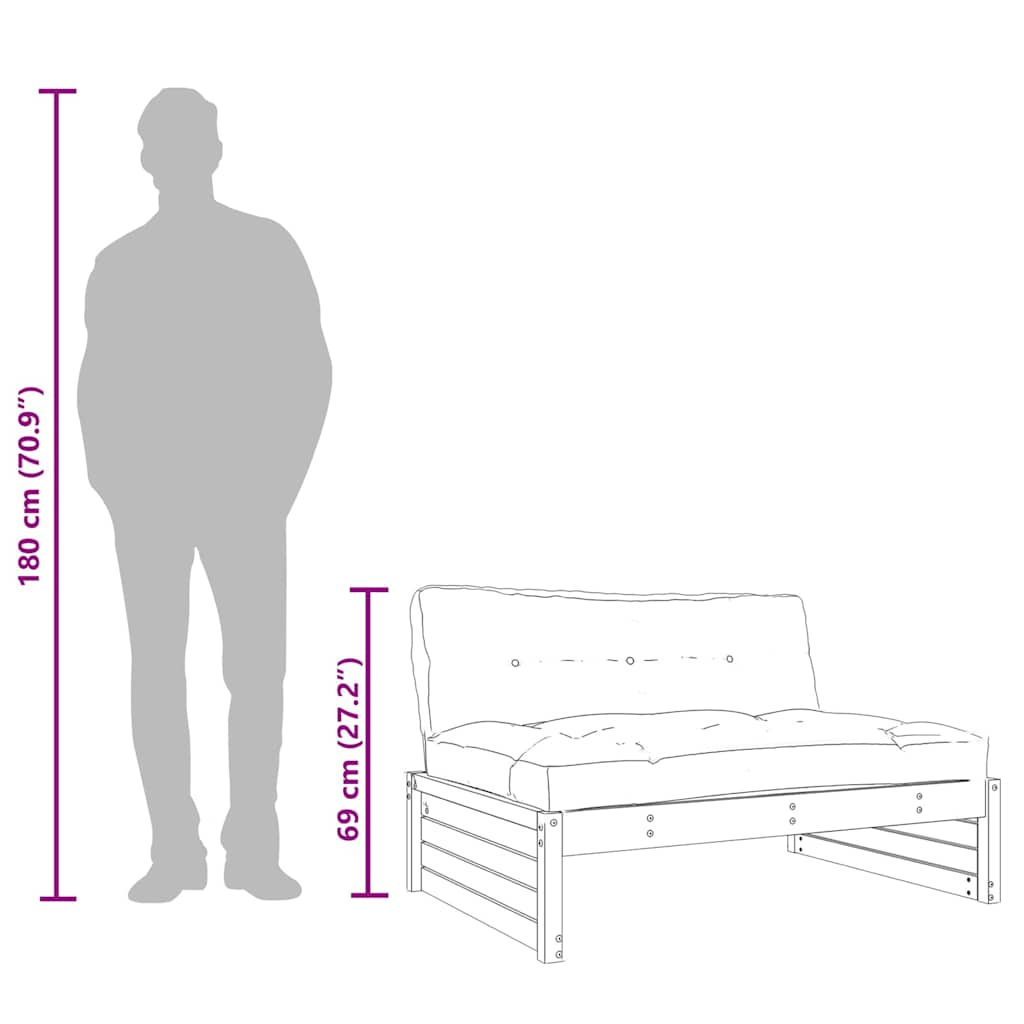 Middle Sofa 120x80 cm Solid Wood Pine