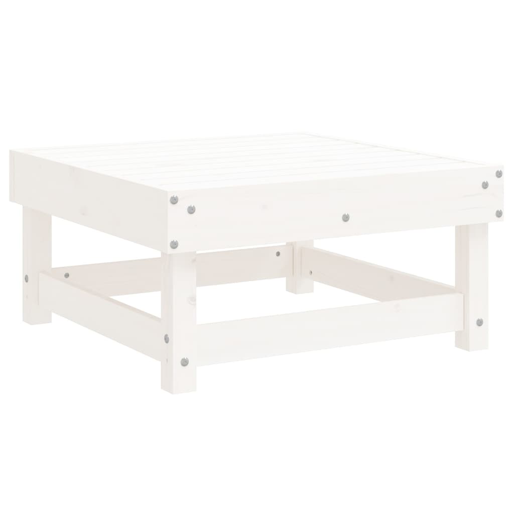 Garden Footstool White Solid Wood Pine