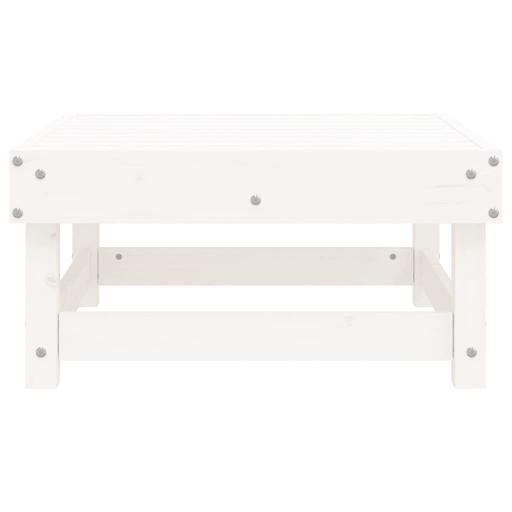Garden Footstool White Solid Wood Pine