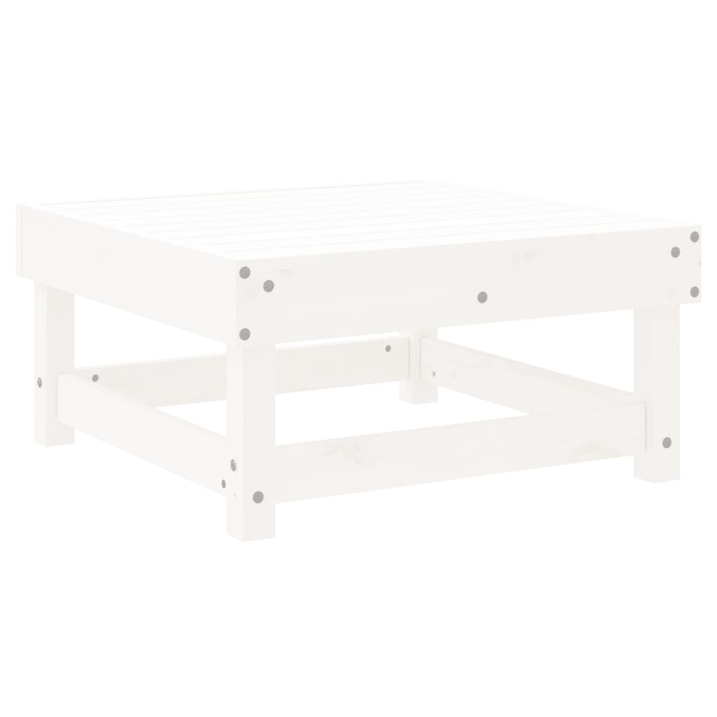 Garden Footstool White Solid Wood Pine