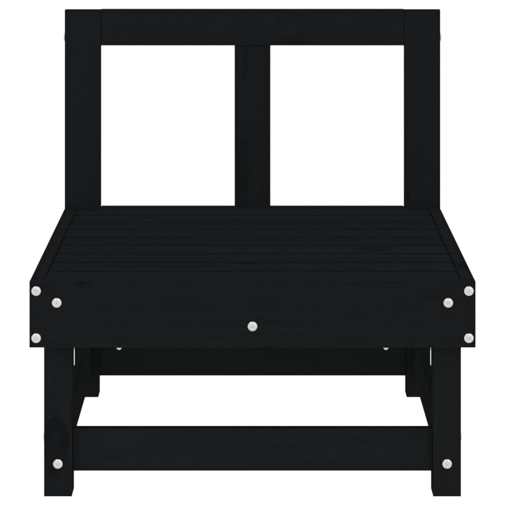 Garden Middle Sofas 2 pcs Black Solid Wood Pine