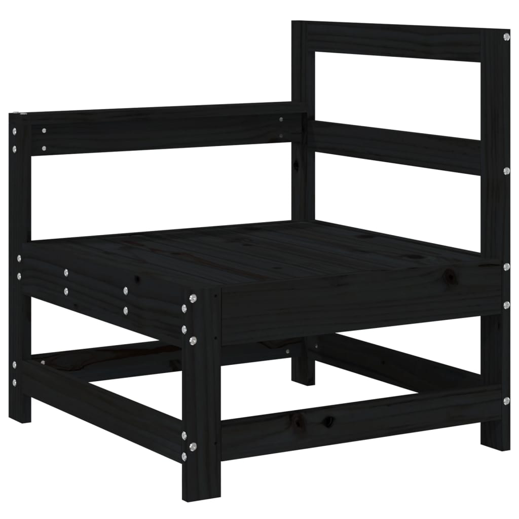 3 Piece Garden Lounge Set Black Solid Wood Pine