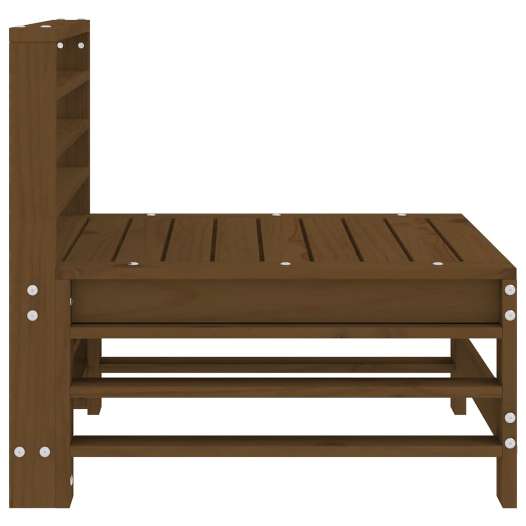 Garden Middle Sofa Honey Brown Solid Wood Pine