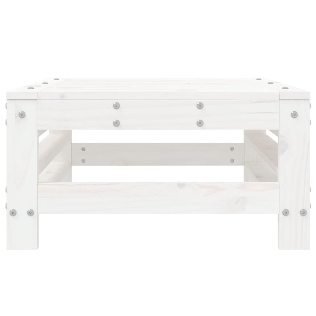 Garden Footstool White Solid Wood Pine