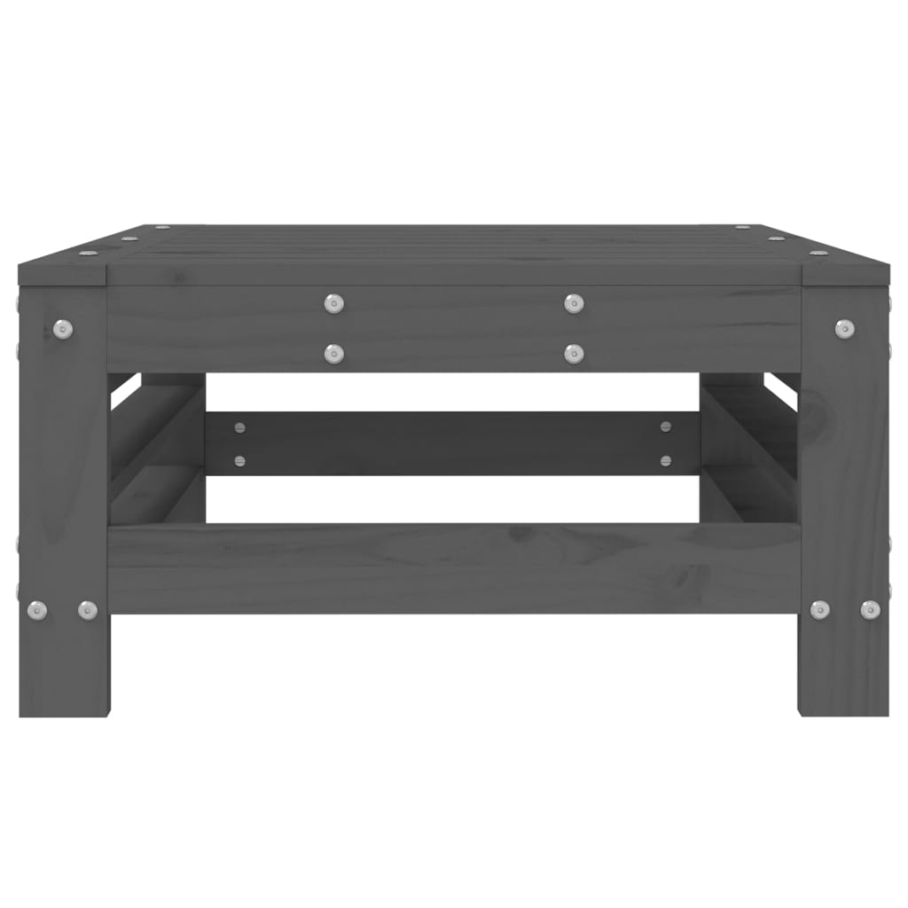 Garden Footstool Grey Solid Wood Pine