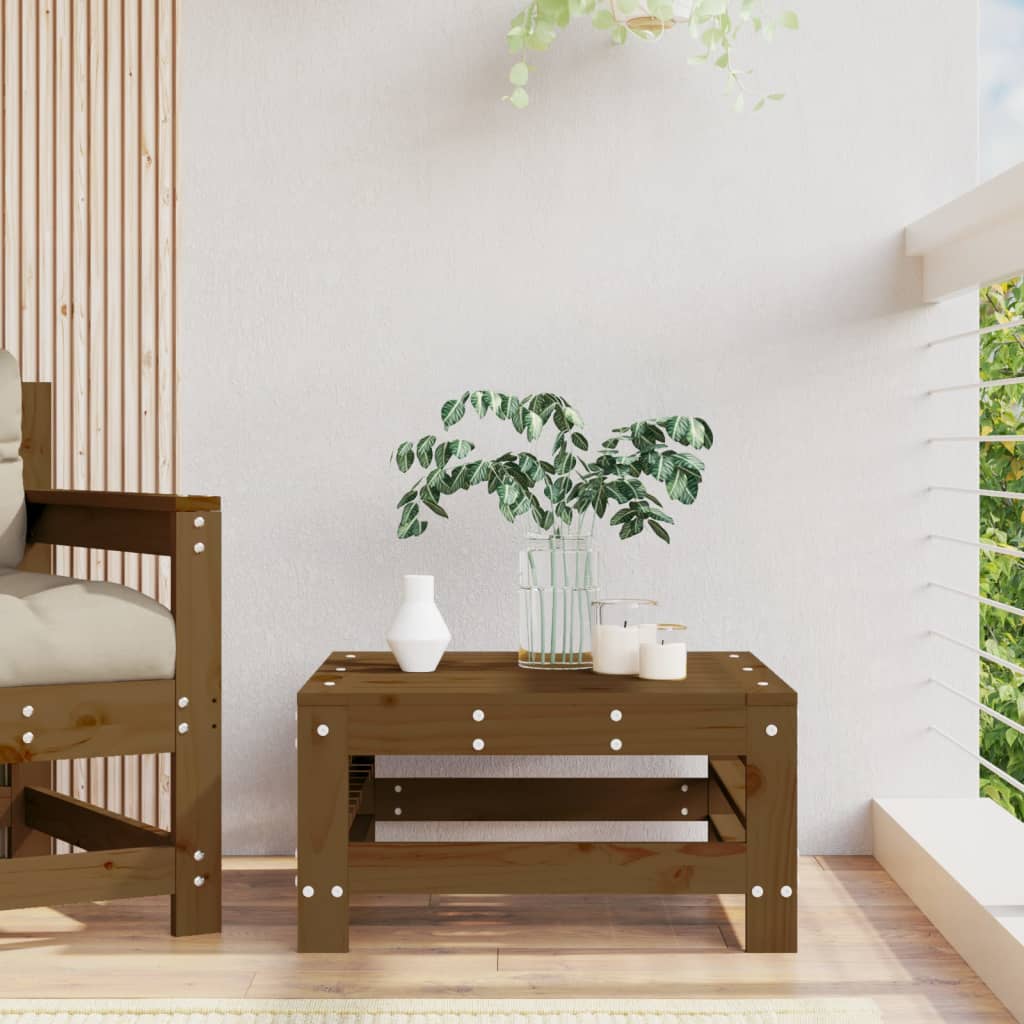 Garden Footstool Honey Brown Solid Wood Pine