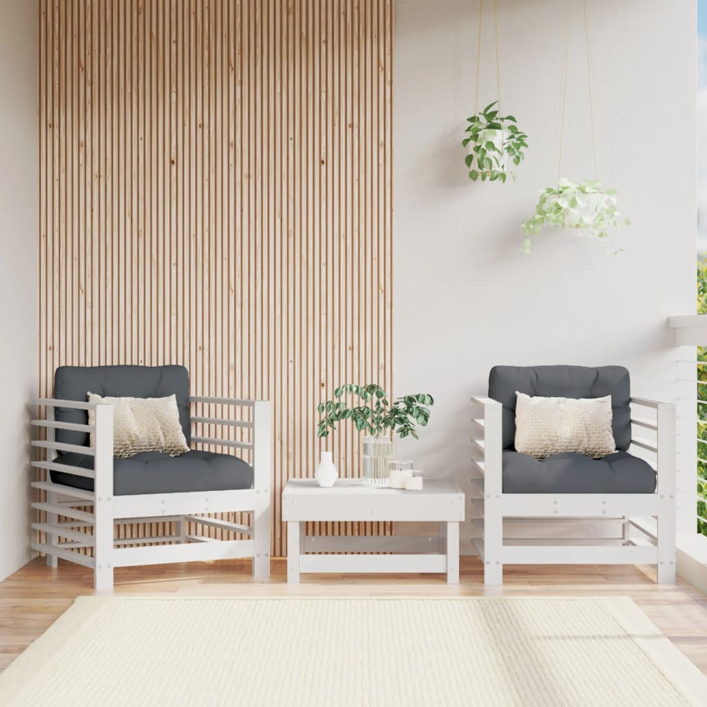 Garden Chairs 2 pcs White Solid Wood Pine
