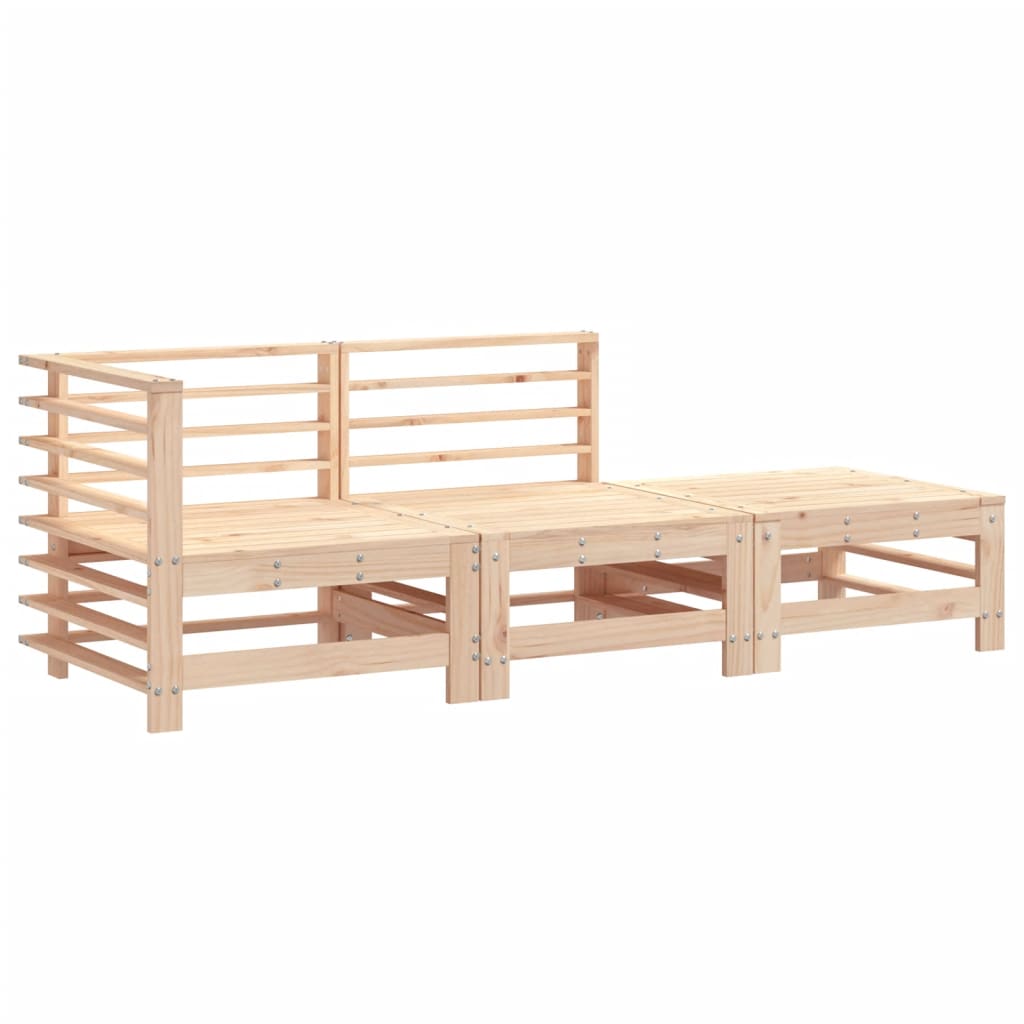 3 Piece Garden Lounge Set Solid Wood Pine