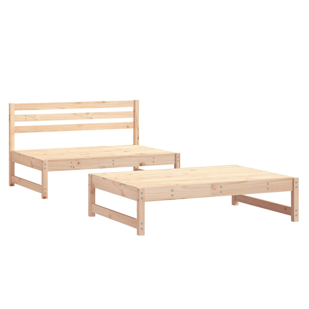 2 Piece Garden Lounge Set Solid Wood Pine
