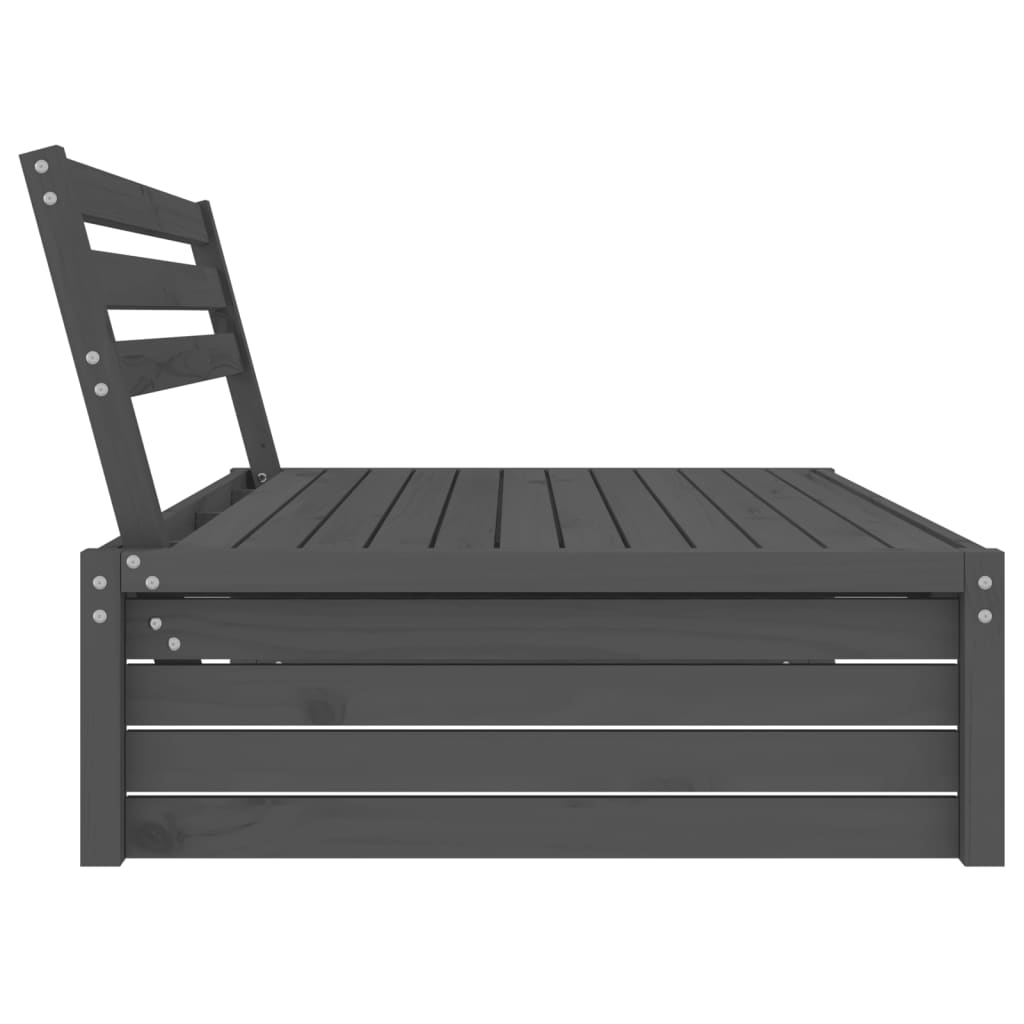 Garden Middle Sofa Grey 120x80 cm Solid Wood Pine